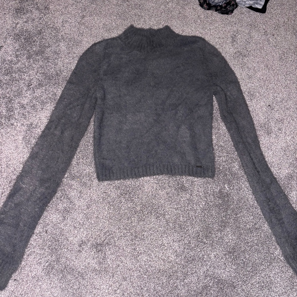 Hollister Charcoal Turtleneck Cropped Sweater
